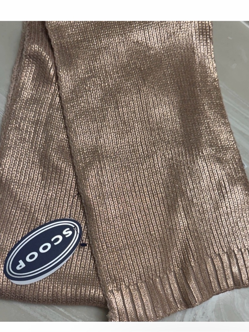 Scoop NYC Metallic Bronze Rib Knit Scarf